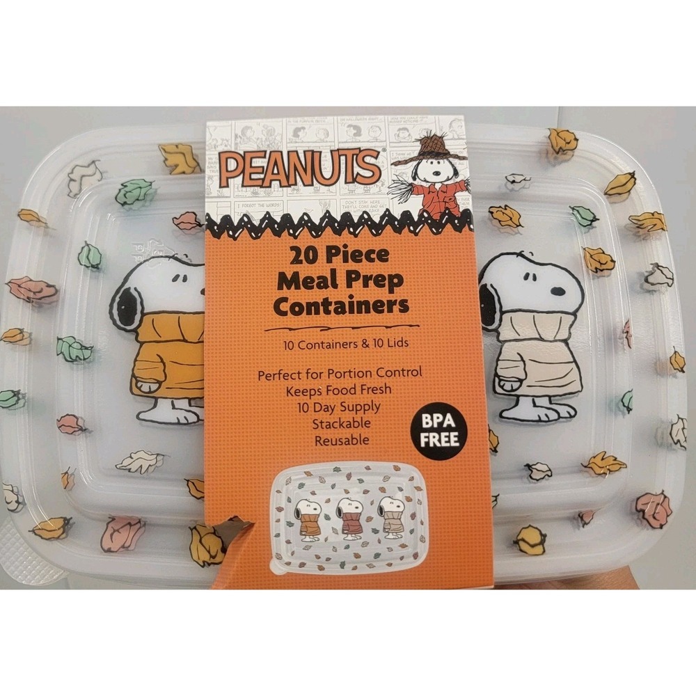 NEW Peanuts SNOOPY Sweater Weather Fall 20 Pc Meal Prep Food Storage Containers